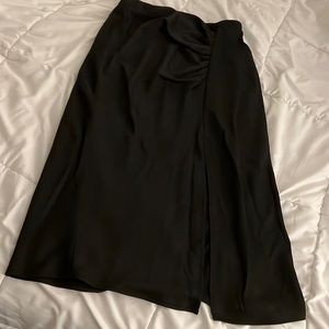 Black satin skirt with slit